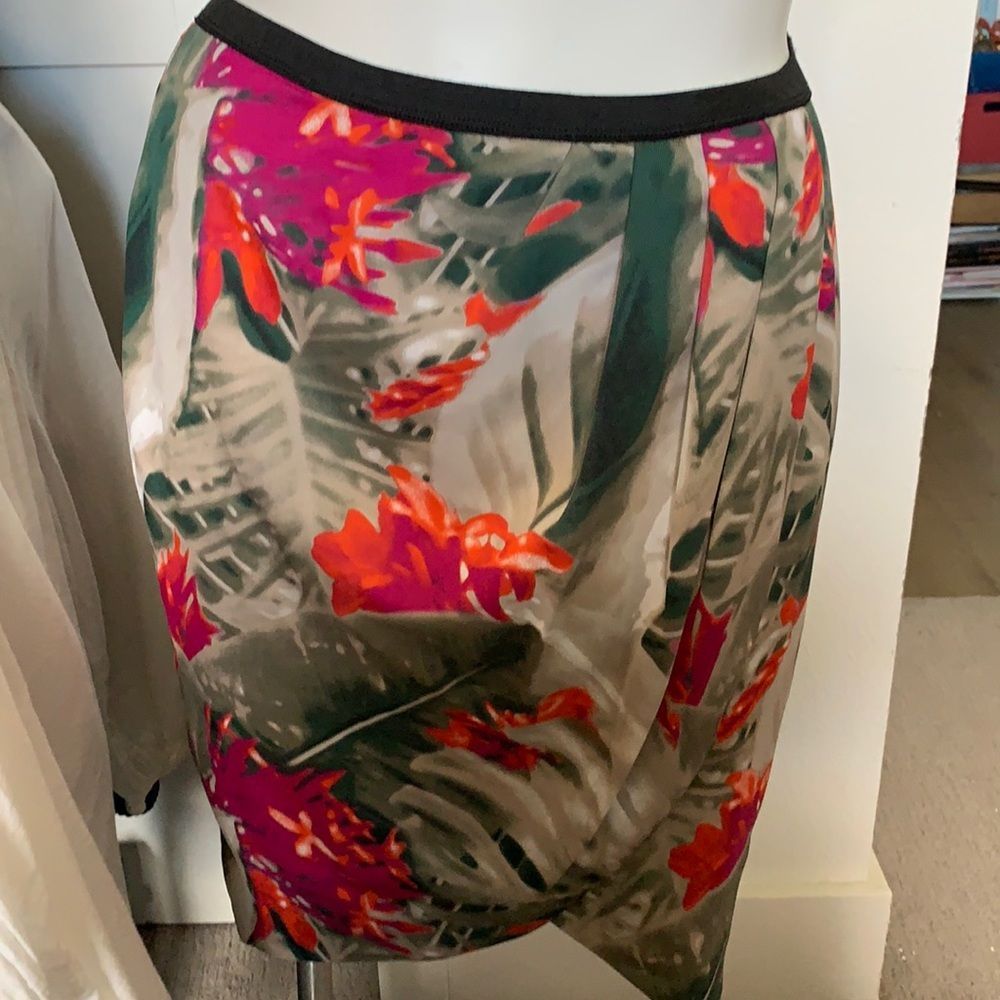 Worthington Tropical Faux-Wrap Skirt Size 14